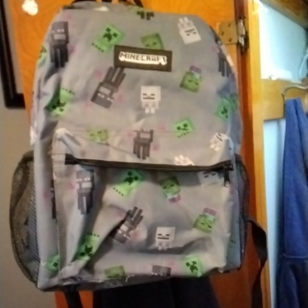 Minecraft Kids Backpack - Gray and Green